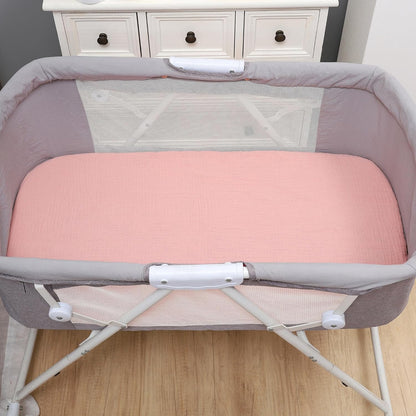 Onacosht Muslin Bassinet Sheets 3 Pack, 100% Cotton Baby Fitted Sheet 33" x 19" Compatible with Mika Micky, KoolaBaby (3 in 1), BabyBond, HARPPA and RICUTON Bedside Bassinet, Green, Floral and Cactus