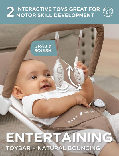 Baby Delight Highland Baby Bouncer | Infant | 0 – 6 Months | 3-Position Recline | Sage Tweed