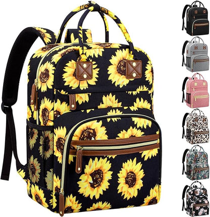 Tenot Diaper Bag Backpack Tote for Women Large Capacity, Baby Bag with Insulated Pockets Multifunctional Diaper Bags For Baby Girl Boy Waterproof Baby Bags For Boys Girls Mama Maternity Bag Sunflower