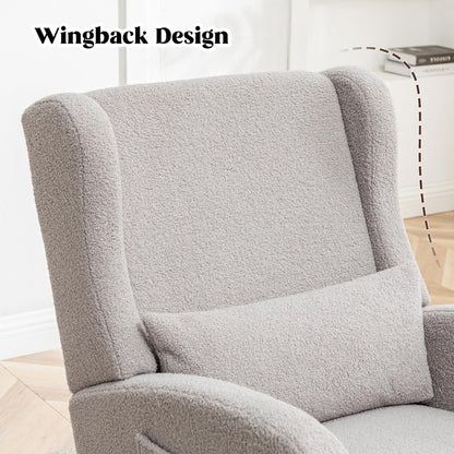 HCHAIRH Rocking Chair Nursery, Nursery Rocking Chairs with Foot Rest, Comfy Fabric Glider Rocker Nursing Chair with High Back for Nursing, Living Room, Bedroom, Beige