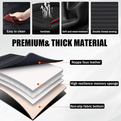 Seat Covers Fit for Mini Convertible 2009-2025 Premium Leather Car Seat Covers, Waterproof Non-Slip and Airbag Compatible, Fashion Car Seat Protector (Black Red,Front Set with Pillow)