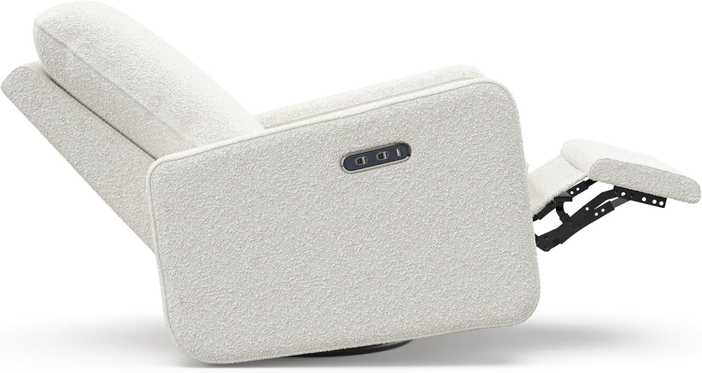 Graco Teddi Power Recliner Swivel Glider, Electronic Power Recline, Oeko-TEX 100 Certified, USB-A & USB-C Charger, Premium Cushioning & Comfort – (Ivory Basketweave)