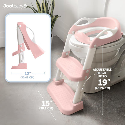 Jool Baby Potty Training Seat with 2 Step Ladder for Toddlers - Splash Guard, Adjustable Height (Gray)