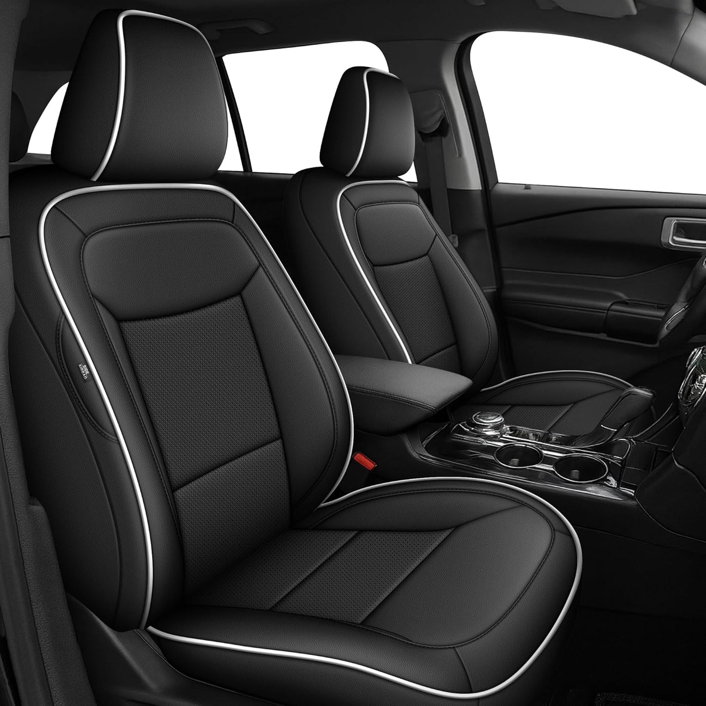 AOMSAZTO Seat Covers for Ford Mustang Coupe 2015 2016 2017 2018 2019 2020 2021 2022 2023 2024 2025 2026, Custom Fit Full Set Faux Leather (New Red)