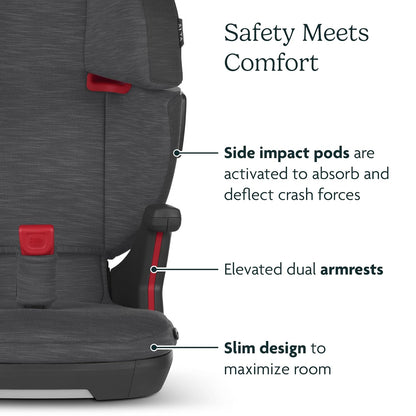 UPPAbaby Alta V2 High Back Booster Seat/Seven-Position, Active Support Headrest for Growing Children/SecureFit Integrated Belt Guide + Positioner/Cup Holder Included/Kavneer (Almond Mélange)