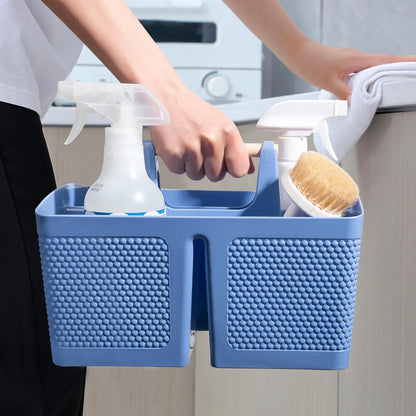 rejomiik Portable Shower Caddy Basket Plastic Cleaning Caddy Organizer Storage Tote with Handle for Bathroom, College, Dorm Room Essentials, White