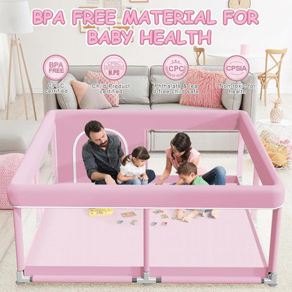 XVISHX Baby Playpen 50 x 50 Inch Play Pen Playards, Playpen for Babies and Toddlers, Baby Playard for Indoor & Outdoor Active Center Game Fence, with Skin-Friendly Fabric and Soft Breathable Mesh Grey