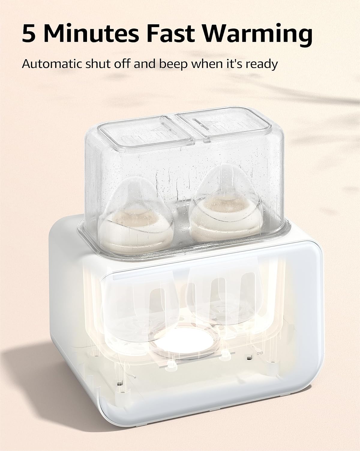 GROWSNY Fast Baby Bottle Warmer, 12-in-1 Milk Warmer with Steam and Water Bath Warming Modes for Breastmilk &Formula, Food Heating,with Thaw, Steri-lize, Egg Boil Function, Fits Most Types of Bottles