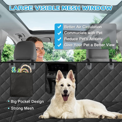 Kytely Dog Car Seat Cover for Back Seat,600D Heavy Duty Dog Hammock for Car with Side Flap,100% Waterproof Pet Backseat Cover, Anti-Scratch Nonslip Pet Seat Protector for Cars Trucks and SUV