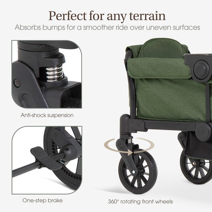Evolur Velo Rider Travel Stroller – Compact, Lightweight Umbrella Stroller for Toddlers 6–36 Months, One-Hand Fold, Footrest, Rear Platform, 5-Point Harness, Portable & Travel-Friendly