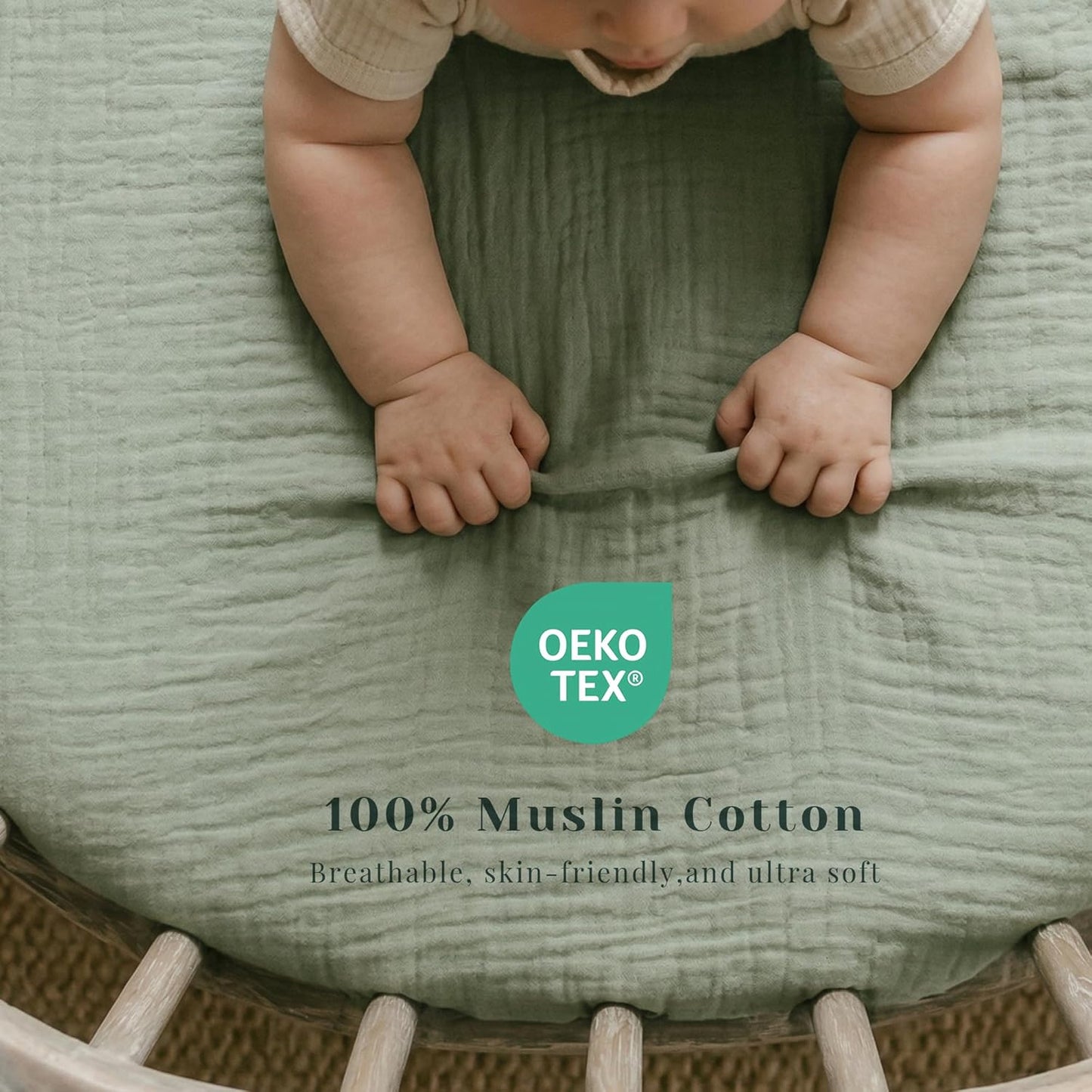 Muslin Bedside Sleeper Bassinet Fitted Sheets, 3 Pack Cotton Baby Sheet for Boys & Girls, Soft, Compatible with Baby Delight, Dream On Me, AMKE and Other Rectangle Mattress (Nightfall Blue)