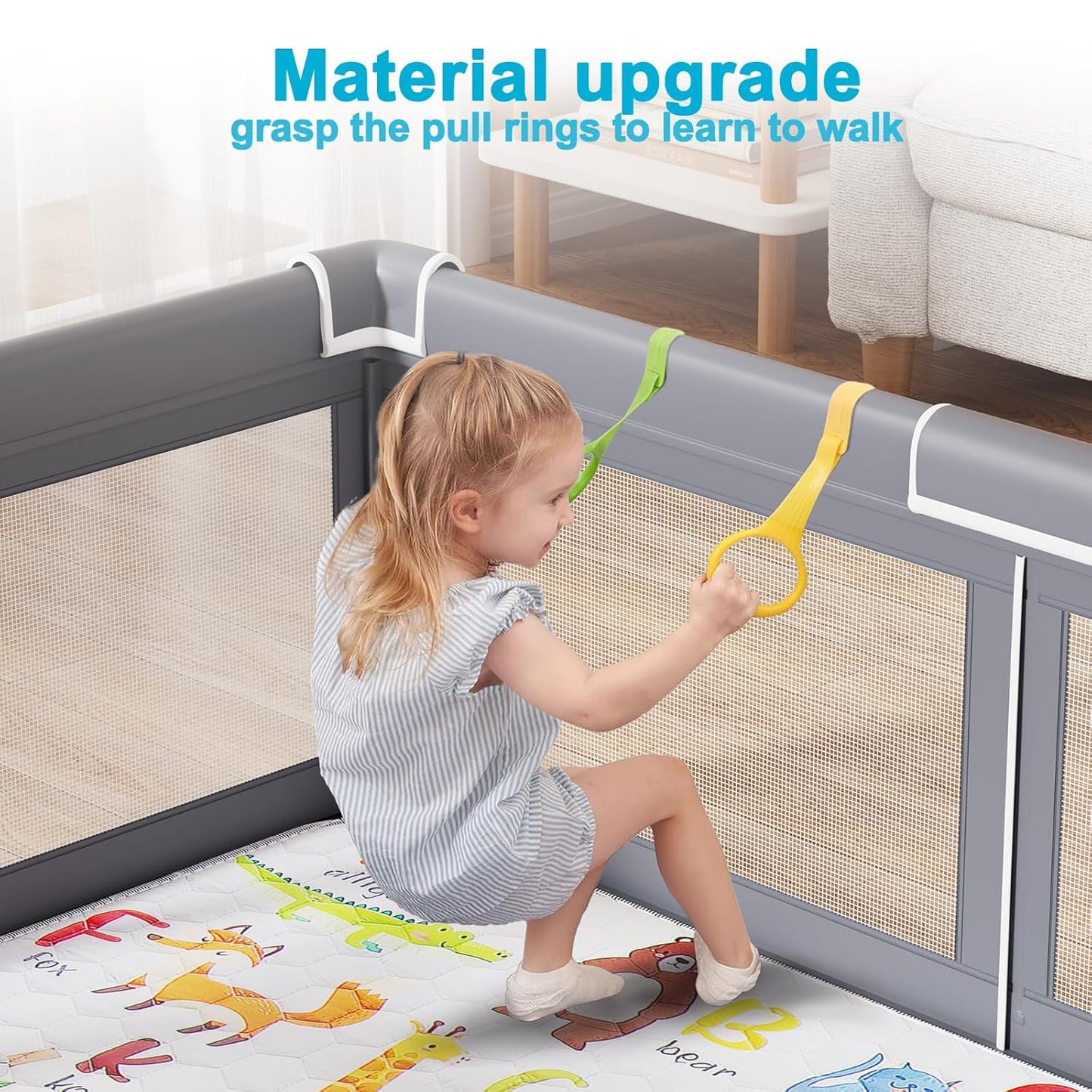 Premium Baby Playpen with Mat, 71x60 Inches Extra Large Playpen for Babies and Toddlers, Indoor & Outdoor Activity Center, Safety Baby Play Pen with Gate Prints