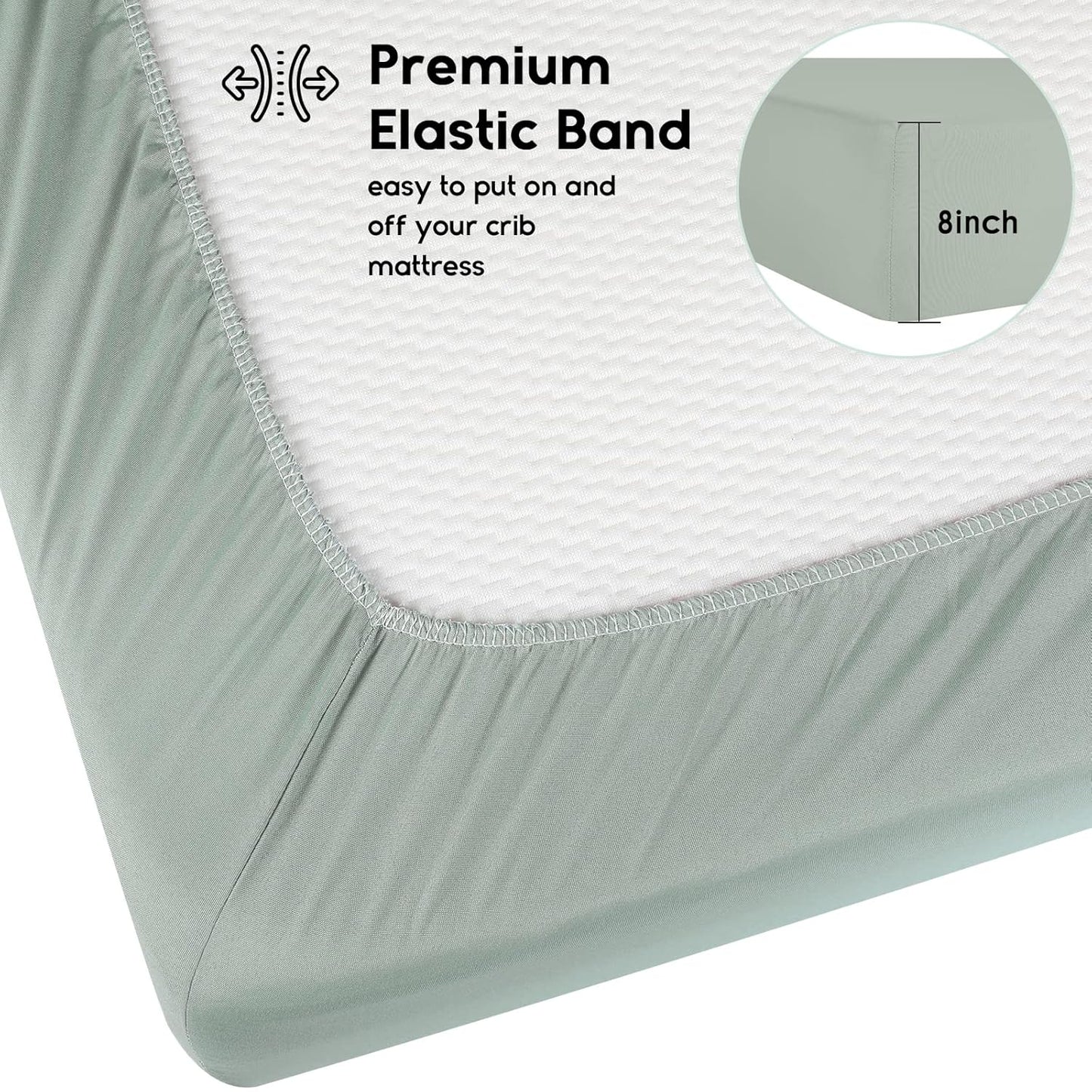 Yoofoss Pack and Play Sheets Fitted, Mini Crib Sheets 2-Pack for Pack N Play Mattress, Stretchy Playard Sheet, Soft and Breathable Green+Giraff