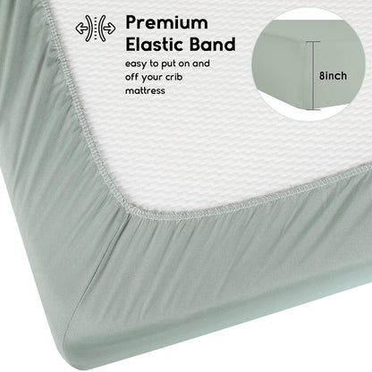 Yoofoss Pack and Play Sheets Fitted, Mini Crib Sheets 2-Pack for Pack N Play Mattress, Stretchy Playard Sheet, Soft and Breathable Green+Giraff