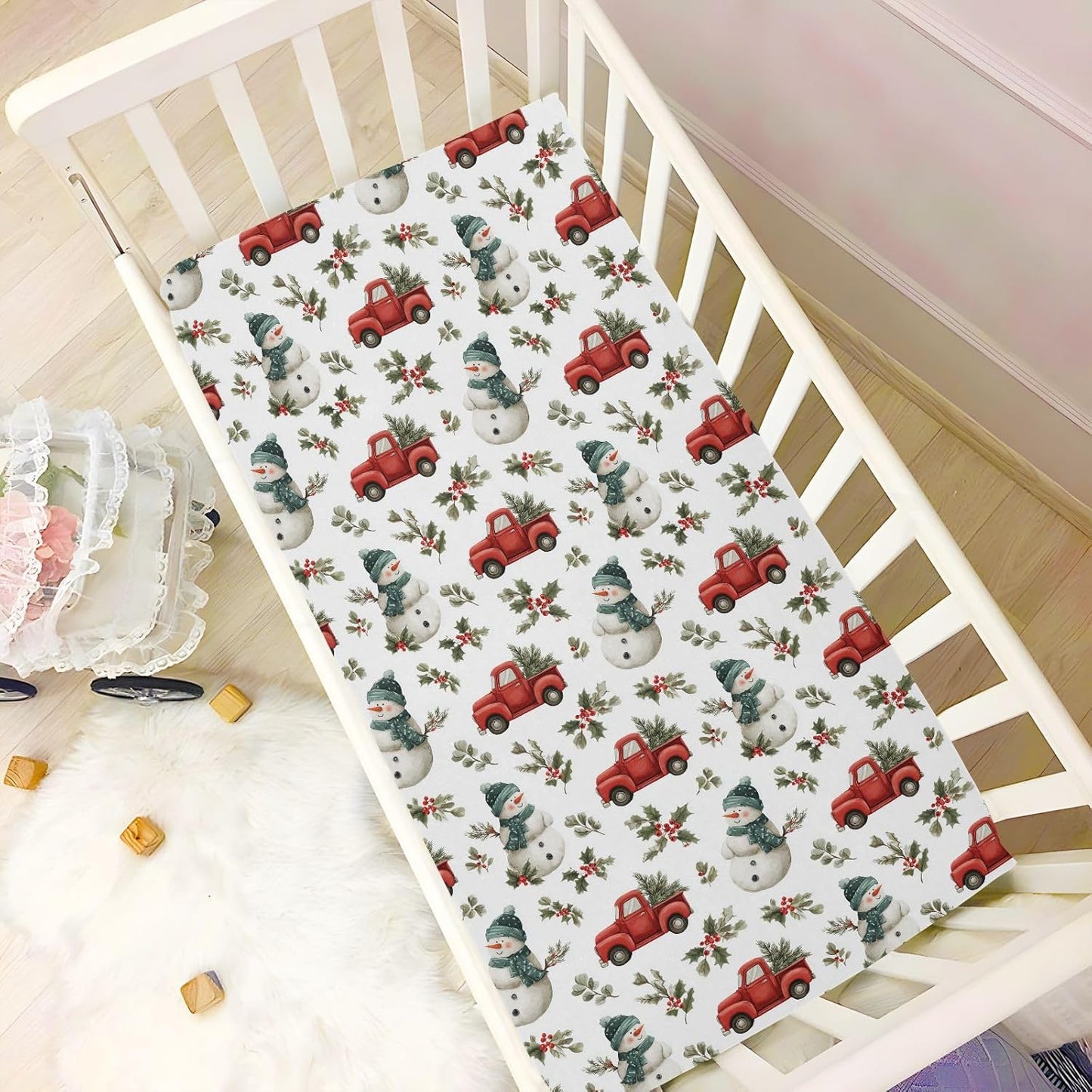 Baby Crib Sheet Cute Goose Flowers Crib Mattress for Boys and Girls Playard Sheet Soft Breathable Fitted Baby Mattress Cover 52x28in