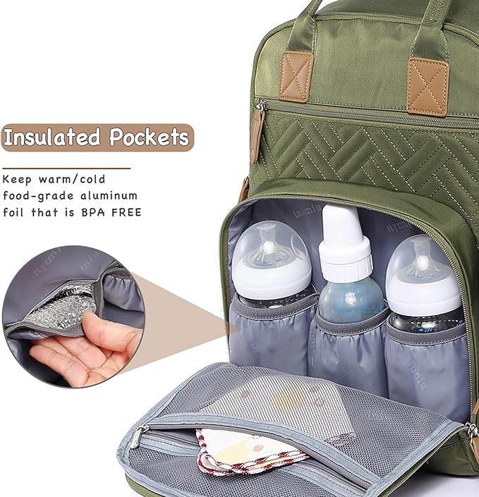 iniuniu Diaper Bag Backpack, 4 in 1 kit Large Unisex Baby Bags for Boys Girls, Waterproof Travel Back Pack with Pouch
