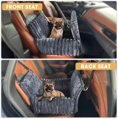 MIXJOY 6-in-1 Dog Car Seat for Small/Medium Dogs up to 25 lbs, Multi-Functional Dog Carrier for Car with Detachable Washable Cover, Pet Travel Bed with Clip-On Safety Leash, Beige