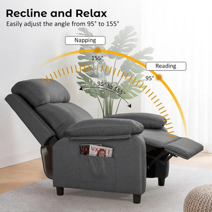 Korser Recliner Chair, 360 Swivel Rocker Chair for Adults, Small Rocking Recliner for Small Spaces, Upholstered Fabric Glider Recliner Nursery