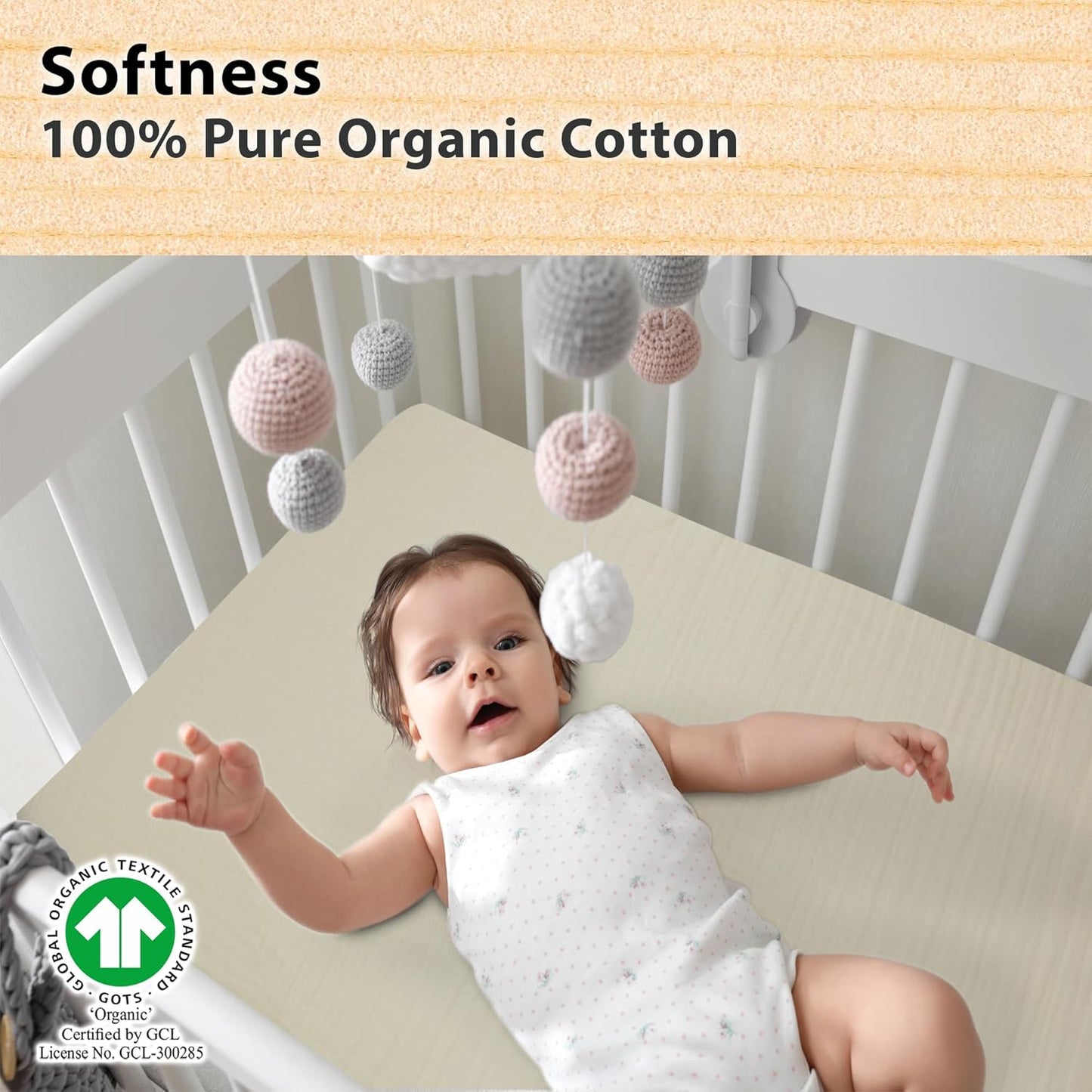 3-Pack Bedside Sleeper Bassinet Sheets | GOTS Certified Organic 100% Muslin Cotton | Ultra Soft & Breathable | 33×20×4” Fitted Sheets | Universal Fit 29–33” x 17–21” Pads