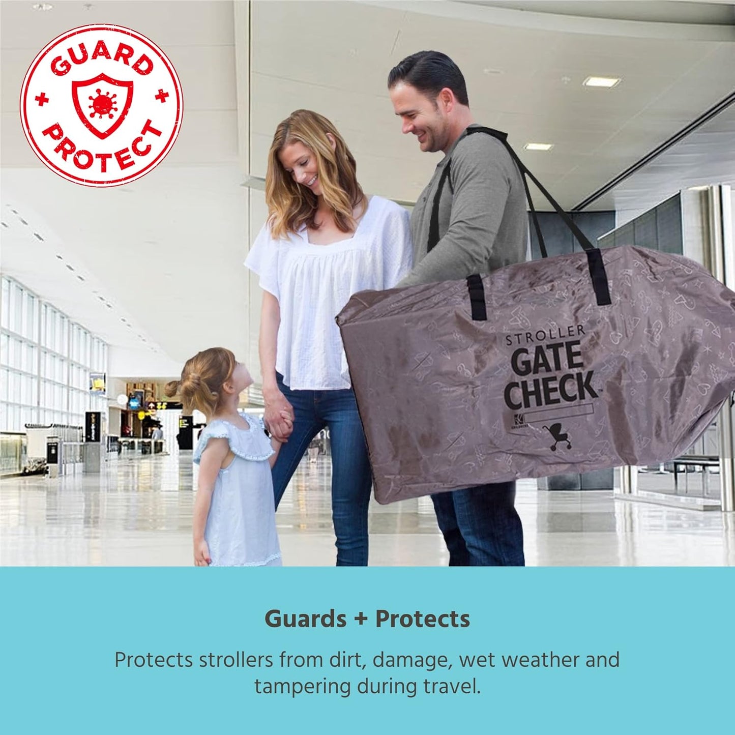 J.L. Childress Gate Check Bag for Single & Some Double Strollers - Travel Bag for Airplane, Fits Most Standard Baby Strollers, Airport Accessories for Gate Check, Flying Essentials - Red