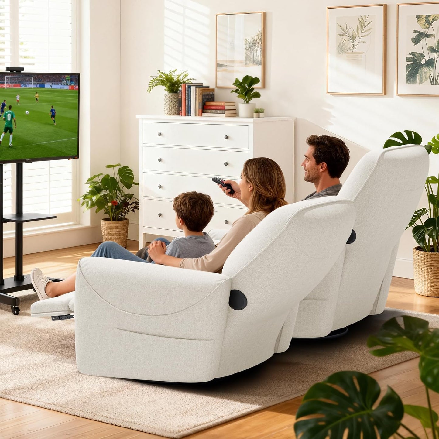 KINGYES Power Recliner Chair, 270° Swivel Glider, Living Room Recliner with USB-C Port, Nursery Rocking Chair, Gray