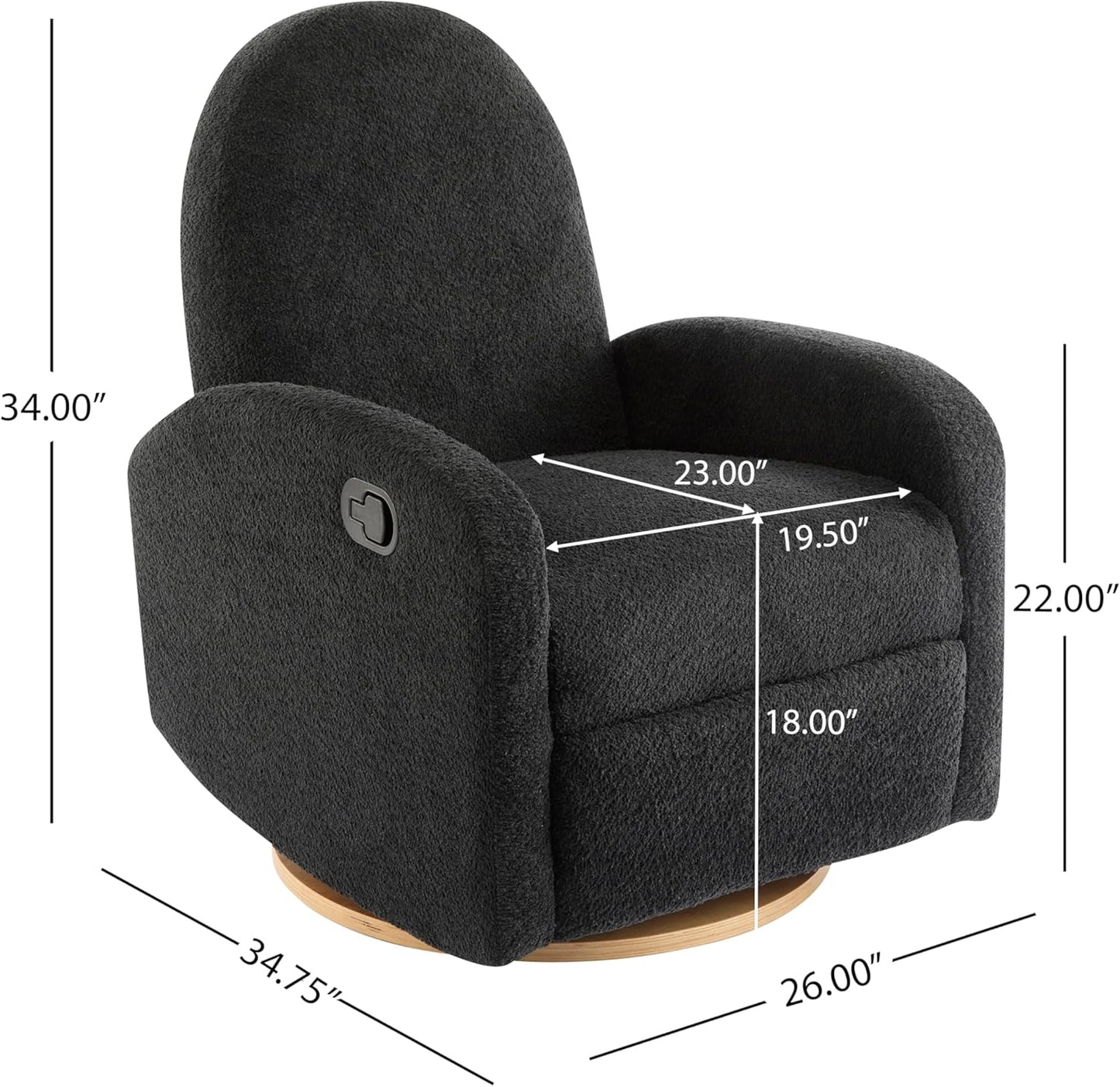 Merax Boucle 360 Swivel & Glider Recliner Chair, Soft Bedroom Sofa Chair with with Thicker Seat Cushion, Modern Home Theater Seating for Living Room Almond