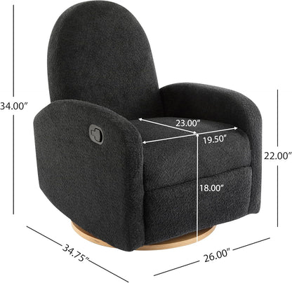 Merax Boucle 360 Swivel & Glider Recliner Chair, Soft Bedroom Sofa Chair with with Thicker Seat Cushion, Modern Home Theater Seating for Living Room Almond