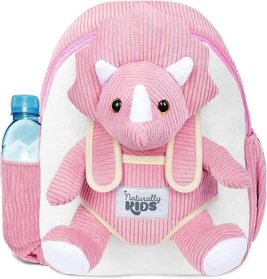 Naturally KIDS Pink Dinosaur Toys for Girls 4-5, Triceratops Toy, Dinosaur Gifts for 4 Year Old Girls, Gifts for 5 Year Old Girl, Toddler Backpack
