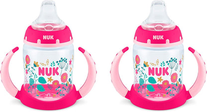 NUK Learner Cup, 5 Oz, Pack of 2, Pink Hearts, Soft Spout, Easy-Grip Handles, BPA Free, Spill Proof, Transition Sippy Cup