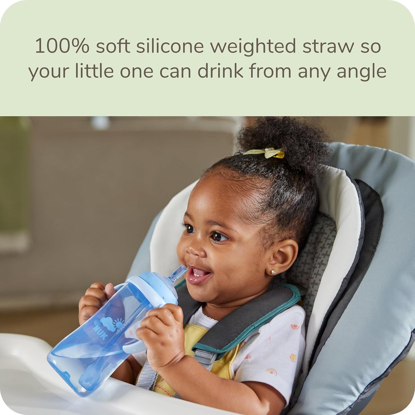 NUK Learner Straw Cup, 10oz, 2-Pack - Toddler Sippy Cup with Soft Straw for Easy Drinking, Suitable for Ages 8 Months and Up, Timeless Collection