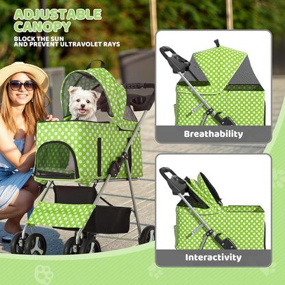 Magshion Compact Pet Stroller for Small-Medium Dogs/Cats up to 22lbs, 4-Wheel Lightweight Umbrella Shaped Portable Puppy Travel Jogger with Breathable Mesh, Cup Holder & Rear Storage, Black