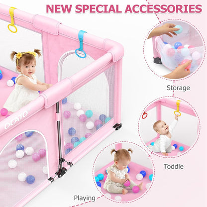 OCATO Baby Playpen Play Pen: Foldable Playpen for Babies and Toddlers Playard for Indoor Outdoor Activity Center Game Fence Safety Area Toddler Play Pen for Babies 6-12 Months Baby Gifts (50" × 50")