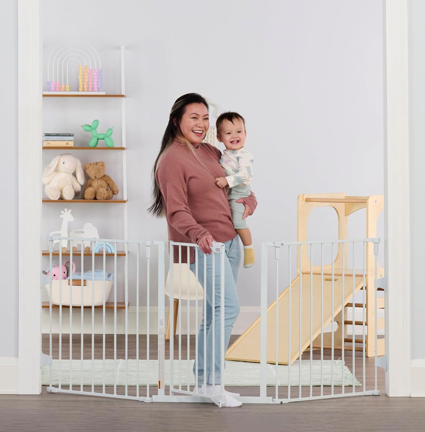 Regalo Safety 192" Super Wide Baby Gate & Play Yard, 2-in-1 Convertible Extra Wide Safety Barrier, Hardware Mounted for Toddlers & Pets, Tested & Safe for 30 Years, American Designed & Owned, White