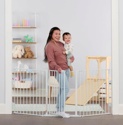 Regalo Safety 192" Super Wide Baby Gate & Play Yard, 2-in-1 Convertible Extra Wide Safety Barrier, Hardware Mounted for Toddlers & Pets, Tested & Safe for 30 Years, American Designed & Owned, White
