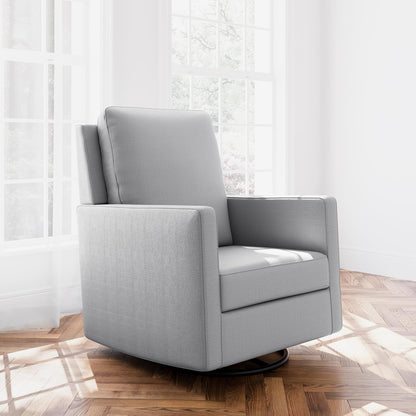 Storkcraft Calabasas Upholstered Nursery Swivel Glider (Fog) – GREENGUARD Gold Certified, CertiPUR-US Certified Foam, Pillow-Based Comfortable Swivel Glider