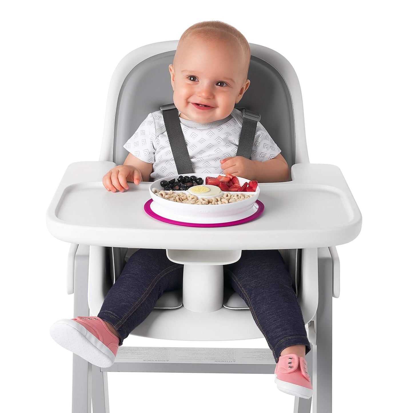 OXO Tot Stick and Stay Suction Divided Plate - Opal