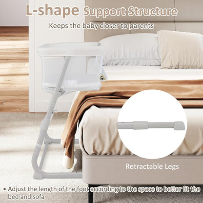 INFANS Over Bed Bassinet for Baby, Bedside Sleeper with Lowering Wall for Easy Access, Safe Close Sleeping, Adjustable Height, Storage, Newborn Infant Girls Boys (White)