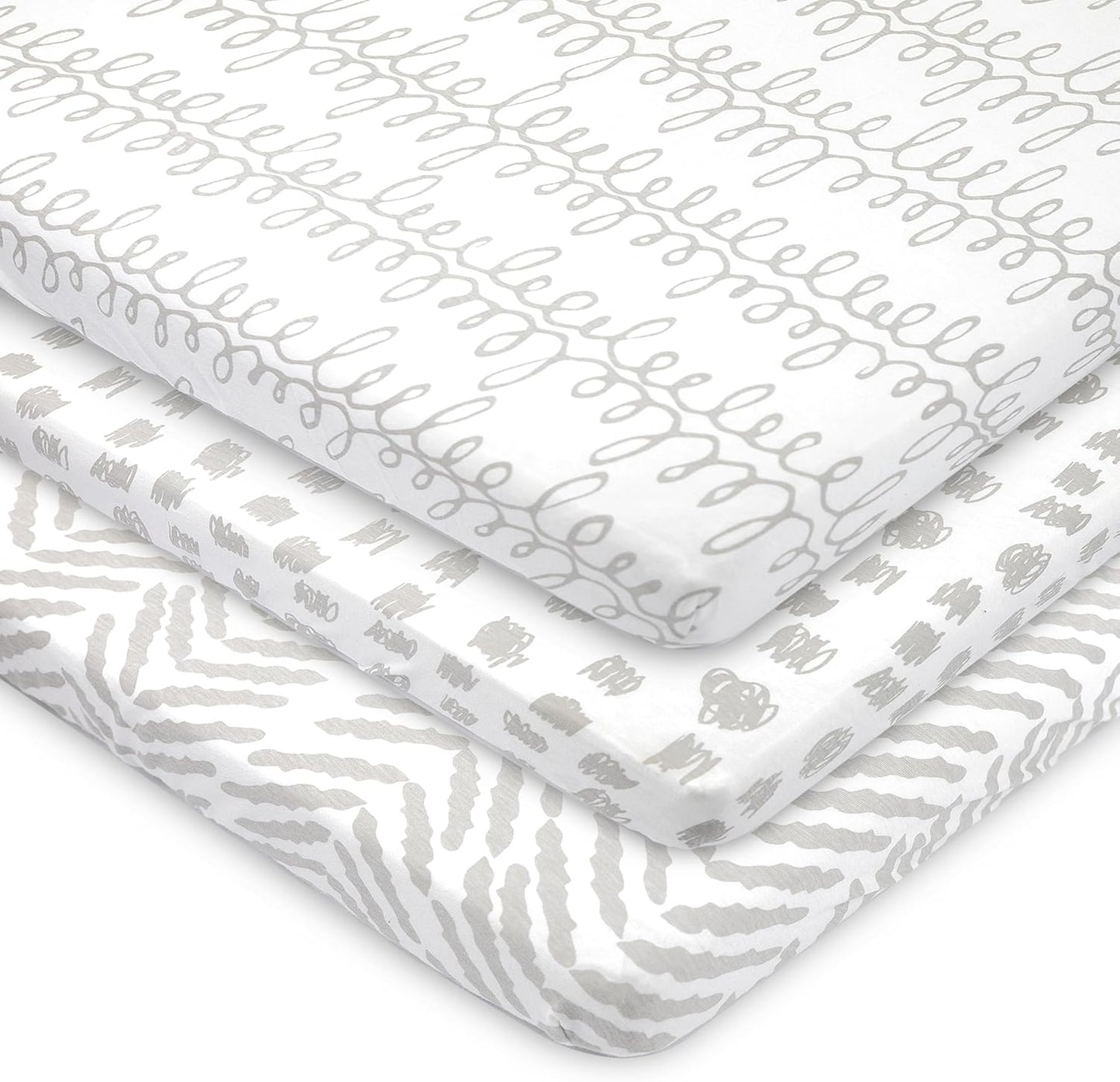 3-Pack Bedside Sleeper Bassinet Sheets | GOTS Certified Organic 100% Muslin Cotton | Ultra Soft & Breathable | 33×20×4” Fitted Sheets | Universal Fit 29–33” x 17–21” Pads