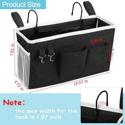 Loghot Bedside Caddy/Bedside Storage Bag Hanging Organizer for Bunk and Hospital Beds,Dorm Rooms Bed Rails,Can be Placed Glasses,Books,Mobile Phones,Keys (White)