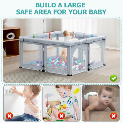OCATO Baby Playpen Play Pen: Foldable Playpen for Babies and Toddlers Playard for Indoor Outdoor Activity Center Game Fence Safety Area Toddler Play Pen for Babies 6-12 Months Baby Gifts (50" × 50")