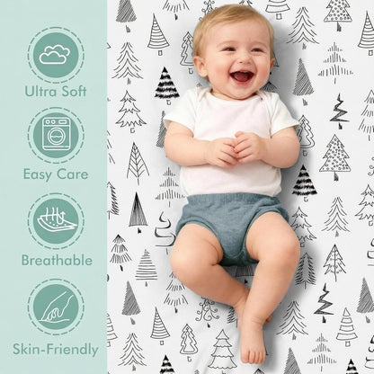 4 Pack Bassinet Sheets (19" x 33"), Compatible with Baby Delight, BabyBond, Dream On Me and Most Rectangle Bedside Sleeper Bassinet Mattress, Soft and Skin-Friendly, Mint Green and Color Rainbow