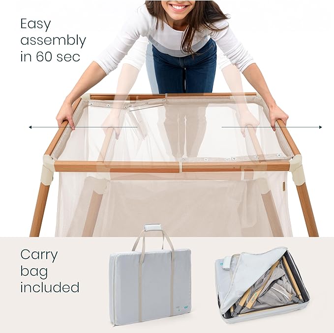 Tutti Bambini CoZee® Go 3-in-1 Portable Bassinet, Baby Playpen & Travel Crib | Foldable Playard with Mattress Included | 0-3 Years (Walnut & Ecru) | Baby essentials, Travel essentials, baby registry search