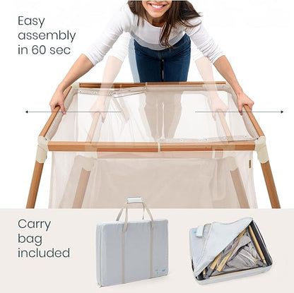 Tutti Bambini CoZee® Go 3-in-1 Portable Bassinet, Baby Playpen & Travel Crib | Foldable Playard with Mattress Included | 0-3 Years (Walnut & Ecru) | Baby essentials, Travel essentials, baby registry search