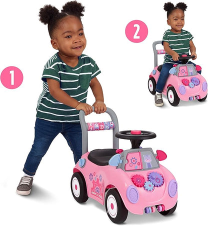 Radio Flyer Creativity Car, for Toddlers 1-3, 3-in-1 Push Walker Ride On Rocket with 17 Sensory Activities, Anti-Tip Feature, Under-Seat Storage, Horn and Gears, 42 lb Capacity, Toddler Ride On Toys