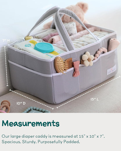 Lily Miles Baby Diaper Caddy Organizer - Large Tote Bag for Newborn essentials Boy or Girl - Baby Shower Basket - Nursery Must Haves - Registry Favorites - Newborn Caddie Car Organizer