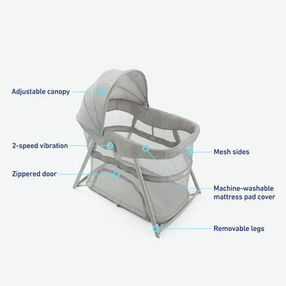 Graco® DreamMore Bedside, Newborn, Travel, Portable Bassinet for Newborn Babies to 6 Months, Willow