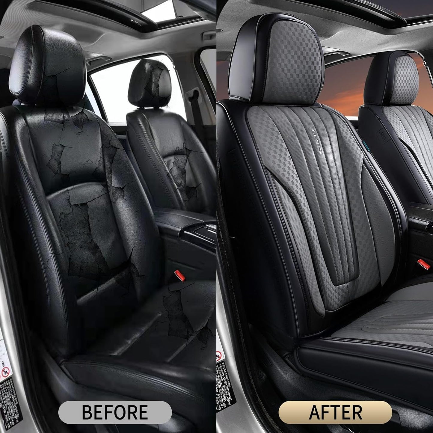 FLORICH Car Seat Covers, Brown Leather Seat Covers for Cars, Faux Nappa Leather Automotive Seat Protectors, Car Seat Cushions Universal Fit for Most Sedans SUVs Trucks - Brown