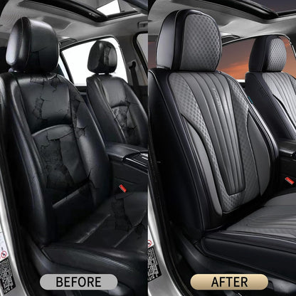 FLORICH Car Seat Covers, Brown Leather Seat Covers for Cars, Faux Nappa Leather Automotive Seat Protectors, Car Seat Cushions Universal Fit for Most Sedans SUVs Trucks - Brown