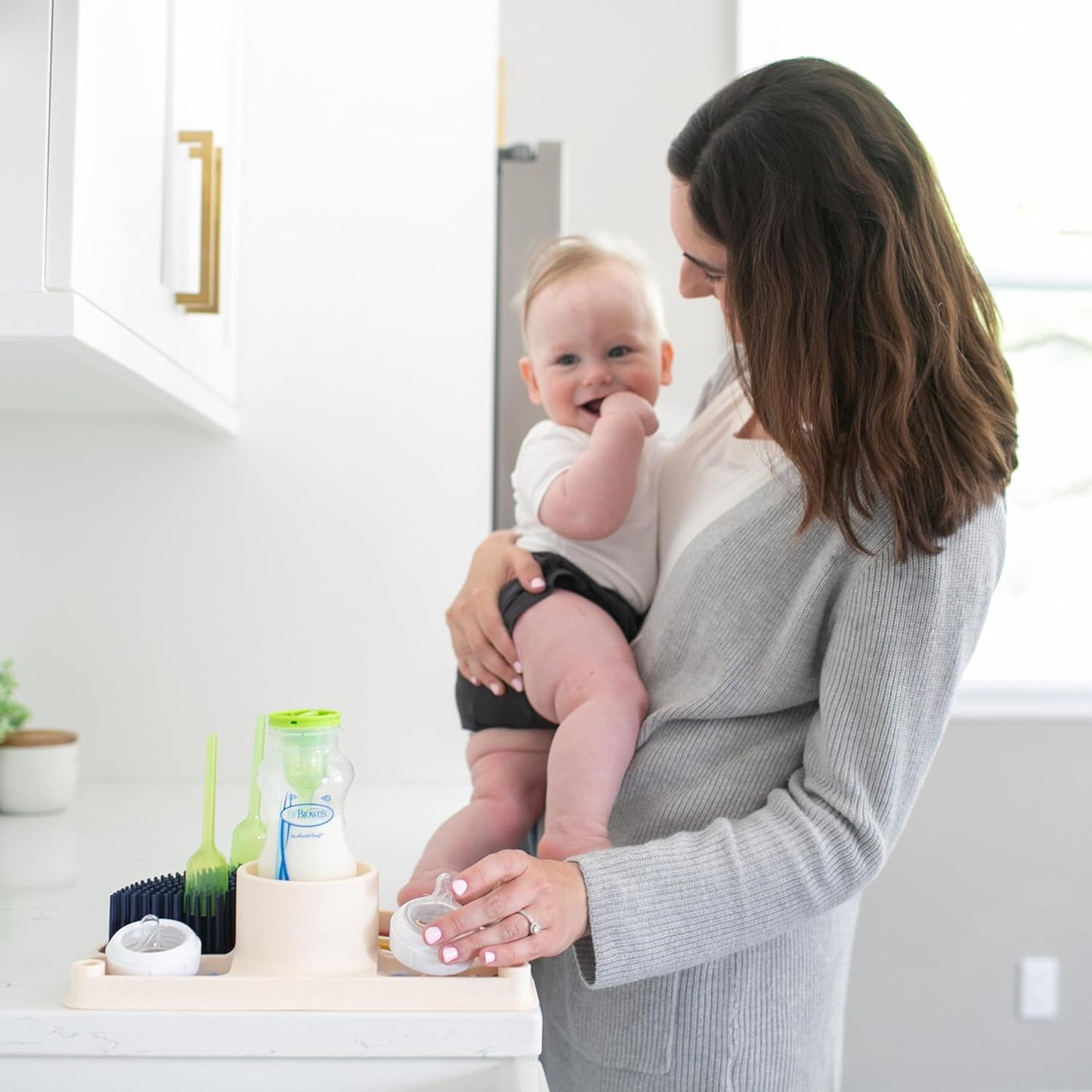 Dr. Brown's 2-in-1 Dry & Prep Silicone Mat, Silicone Baby Bottle Drying Mat with Removable Pegs for Baby Essentials, Built-in Bottle Prep, BPA-Free