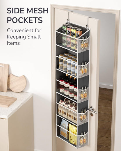 ULG 1 Pack Over Door Organizer with 5 Large and 10 Mesh Side Pockets, 44 lbs Weight Capacity Hanging Storage with Clear Window Kids Toys, Shoes, Diapers, Dark Grey, 5 Layers